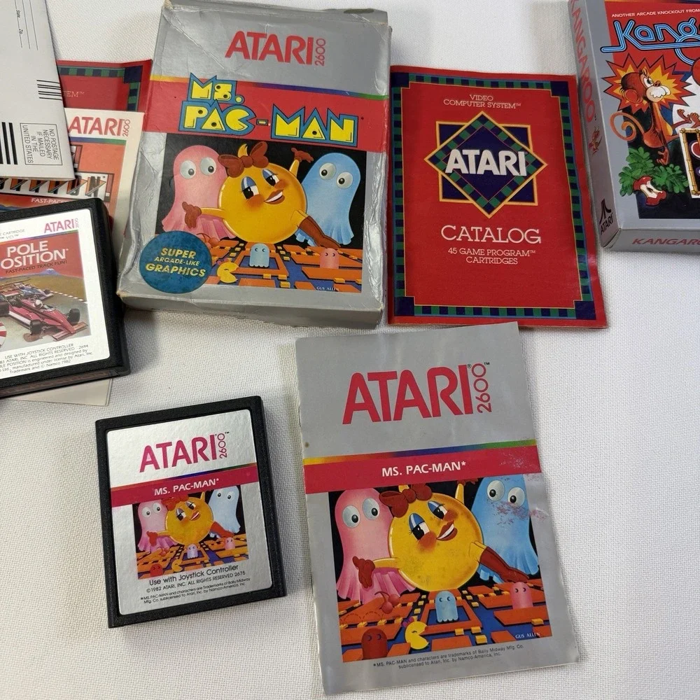Atari 2600 Games Lot 7 - Ms. Pac-man Dig Dug Centipede Phoenix Galaxian Kangaroo